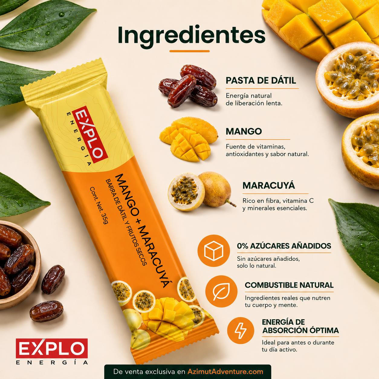 Barra de Energía Mango Maracuyá 35g - EXPLO