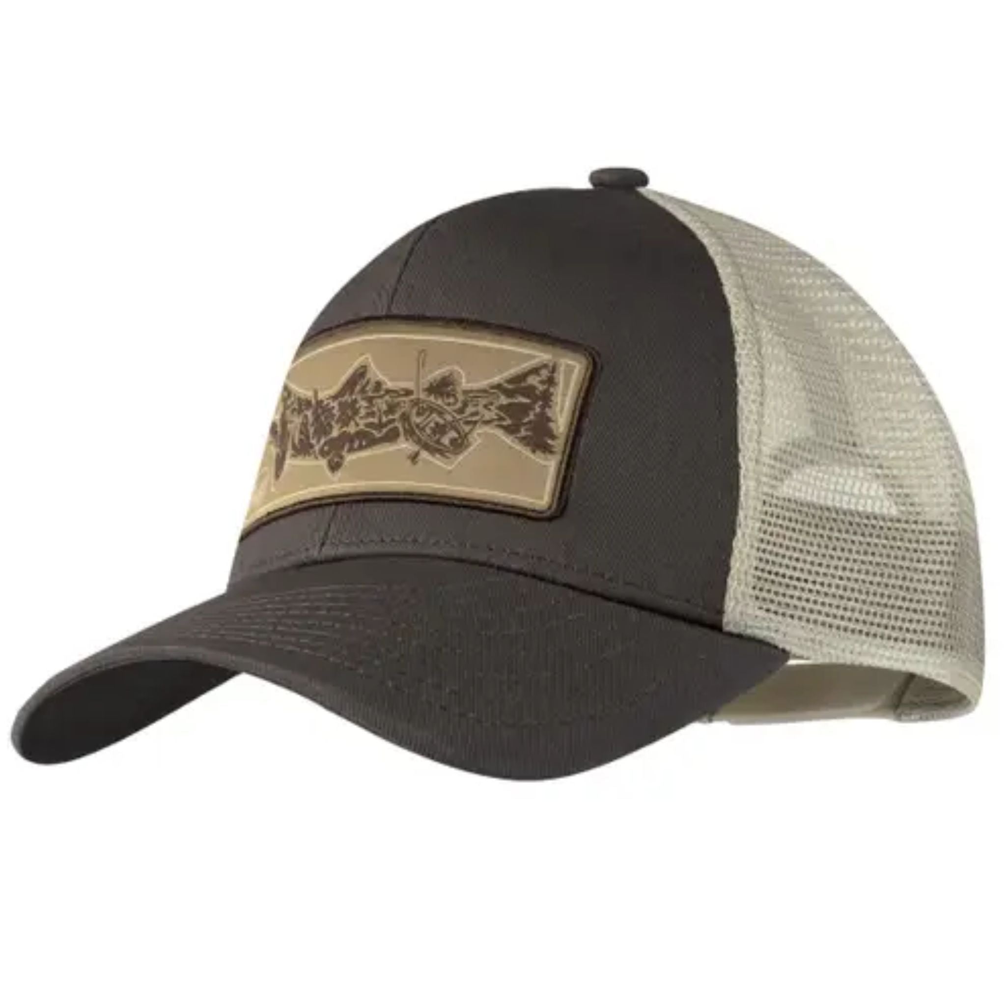 Gorra BUFF Explore Trucker con diseño Lake River y malla trasera