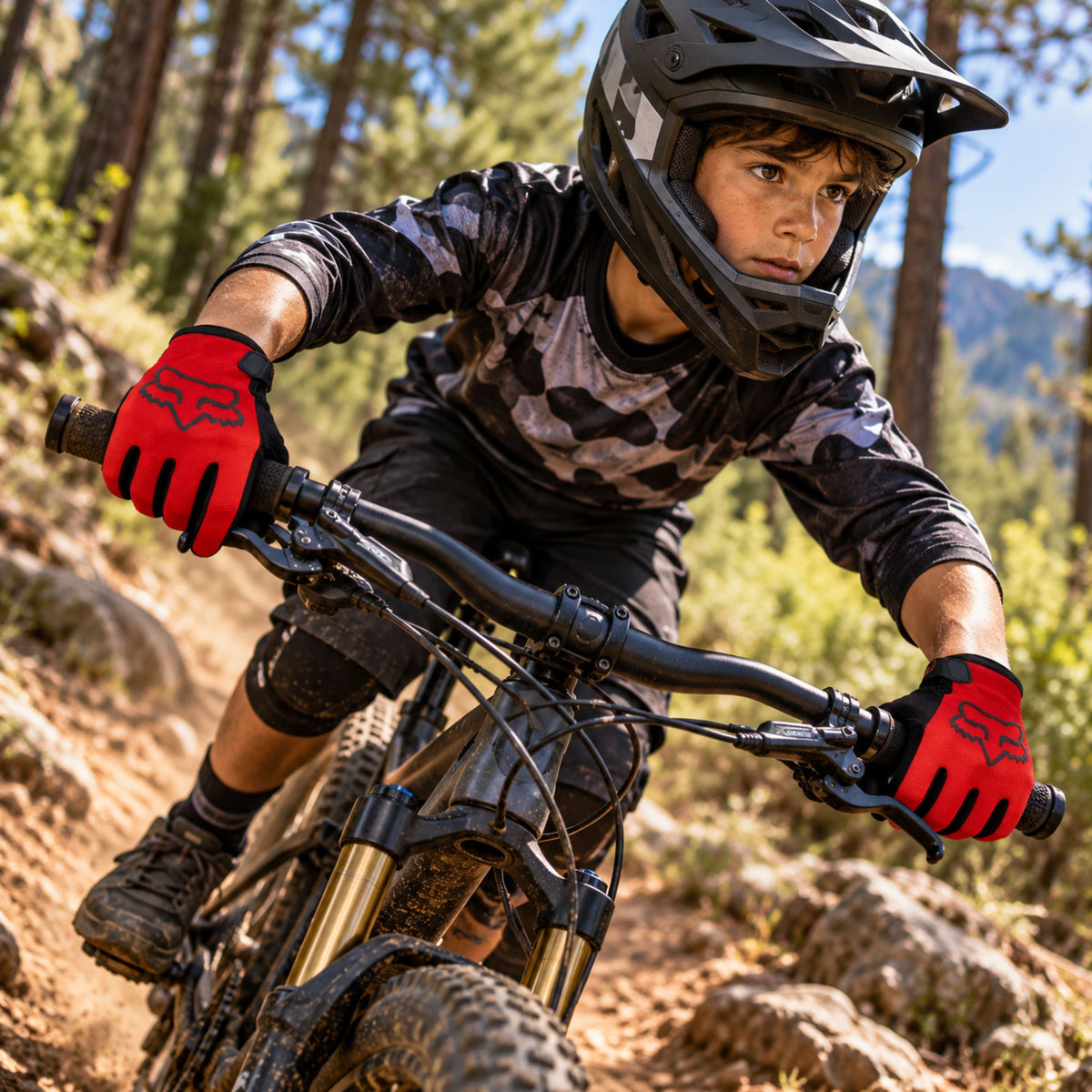 Guantes Ranger Rojos Niños - FOX